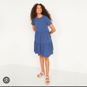 Old Navy Tiered Swing T Shirt Dress - Blue